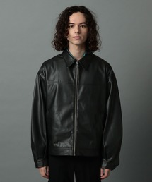HARE ハレ バルーンスリーブショートブルゾン フェイクレザー セール】【SET UP対応】LEATHERコンパクトブルゾン(HARE