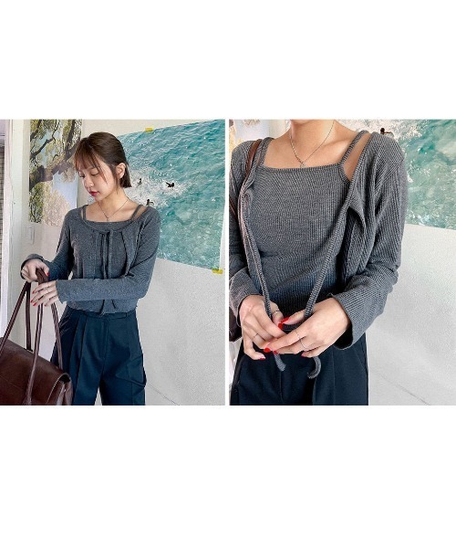 カーディガン A'GEM/9 × .kom 「muah muah/ムーアムーア」OPEN COLLAL LOGO HALF CARDIGAN/オープン A'GEM/9 × .kom 『muah muah/ムーアムーア』OPEN COLLAL LOGO