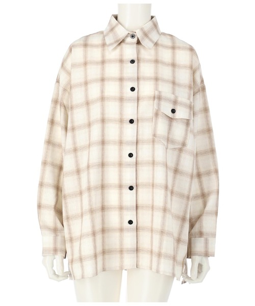 ANAP（アナップ）の「オーバーサイズチェックシャツ（シャツ/ブラウス・レディース・ベージュ/ブラック/アイボリー・FREE）」の18枚目の写真