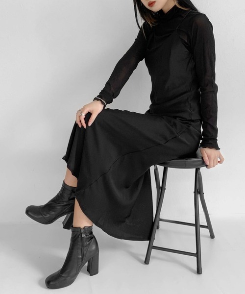 LVEU.（ラブユ.）の「Sheer mellow tops / シアーメロートップス（Tシャツ/カットソー・レディース・ブラック/グレー・FREE）」の4枚目の写真