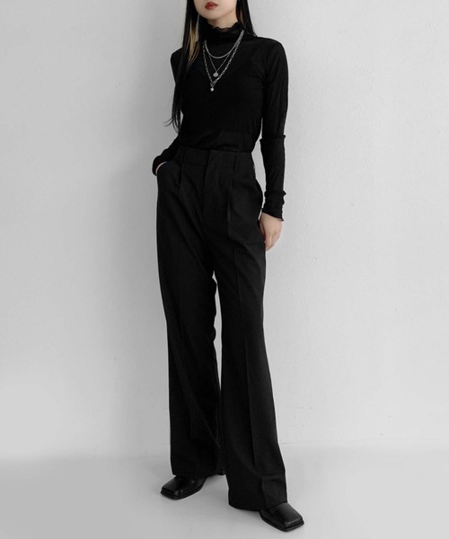 LVEU.（ラブユ.）の「Sheer mellow tops / シアーメロートップス（Tシャツ/カットソー・レディース・ブラック/グレー・FREE）」の3枚目の写真