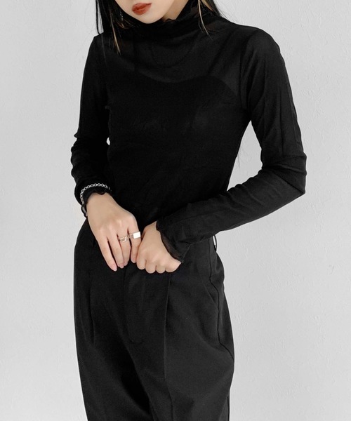 LVEU.（ラブユ.）の「Sheer mellow tops / シアーメロートップス（Tシャツ/カットソー・レディース・ブラック/グレー・FREE）」の16枚目の写真