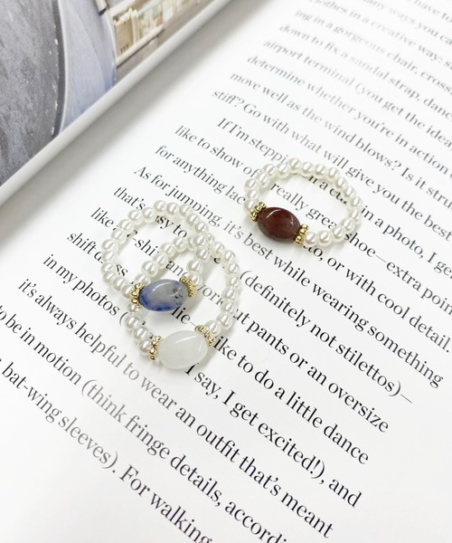 casita(RETRO GIRL)（カシータ）の「パールリング（リング・レディース・ブラウン/アイボリー/ブルー・FREE）」の6枚目の写真