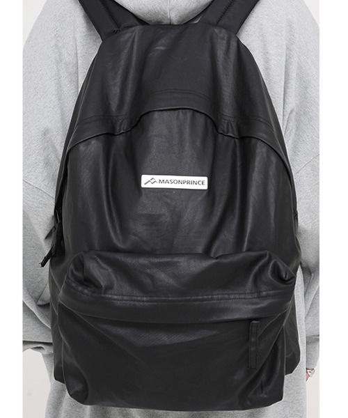 MASONPRINCE（メイソンプリンス）の「PUレザーコーティングバックパック BB2008 【MASONPRINCE】（バックパック/リュック・メンズ・ブラック・FREE）」の6枚目の写真