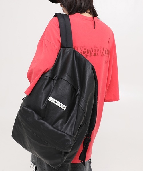 MASONPRINCE（メイソンプリンス）の「PUレザーコーティングバックパック BB2008 【MASONPRINCE】（バックパック/リュック・メンズ・ブラック・FREE）」の8枚目の写真