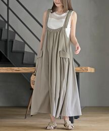 麻混アウトポケットジャンスカート