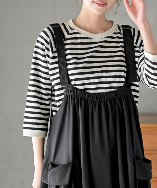 rps（アールピーエス）の「麻混アウトポケットジャンスカート（ジャンパースカート・レディース・ブラック/ネイビー/ライトカーキ/グレイッシュベージュ/ブラウン・M/フリー）」の10枚目の写真