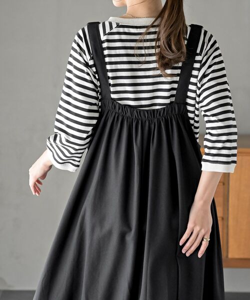 rps（アールピーエス）の「麻混アウトポケットジャンスカート（ジャンパースカート・レディース・ブラック/ネイビー/ライトカーキ/グレイッシュベージュ/ブラウン・M/フリー）」の12枚目の写真