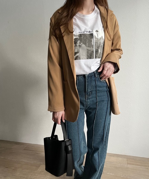 ISOOK（アイスー）の「【ZOZOTOWN限定】Single tailored jacket / シングルテーラードジャケット（テーラードジャケット・レディース・ベージュ/チャコール・FREE）」の11枚目の写真