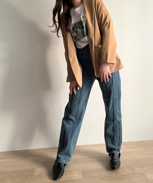 ISOOK（アイスー）の「【ZOZOTOWN限定】Single tailored jacket / シングルテーラードジャケット（テーラードジャケット・レディース・ベージュ/チャコール・FREE）」の3枚目の写真