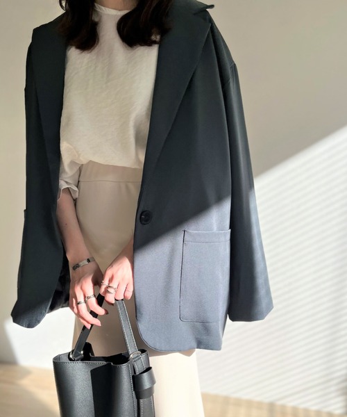 ISOOK（アイスー）の「【ZOZOTOWN限定】Single tailored jacket / シングルテーラードジャケット（テーラードジャケット・レディース・ベージュ/チャコール・FREE）」の13枚目の写真