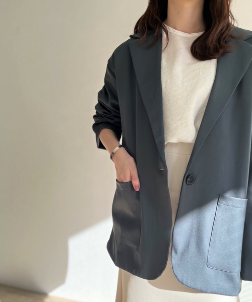 ISOOK（アイスー）の「【ZOZOTOWN限定】Single tailored jacket / シングルテーラードジャケット（テーラードジャケット・レディース・ベージュ/チャコール・FREE）」の5枚目の写真