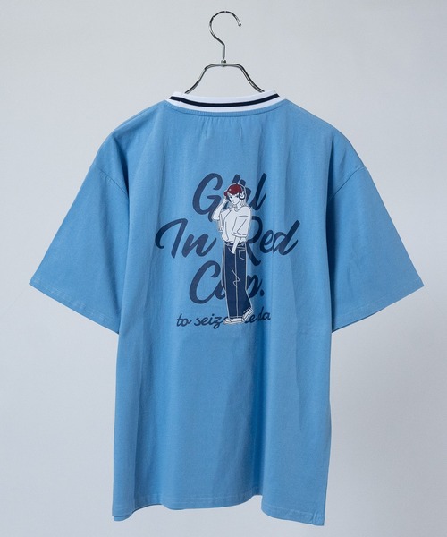 Red Cap Girl（レッドキャプガール）の「【a-r】〔Red Cap Girl/レッドキャップガール〕天竺 RCGラインリブ リンガーTシャツ（Tシャツ/カットソー・メンズ・サックスブルー/ホワイト/グリーン/ブルー/ホワイト系その他/アッシュグレー/ブラック/ブルー系1/ホワイト系1/ブラック系1/グレー系1・MEDIUM/LARGE/X-LARGE）」の9枚目の写真