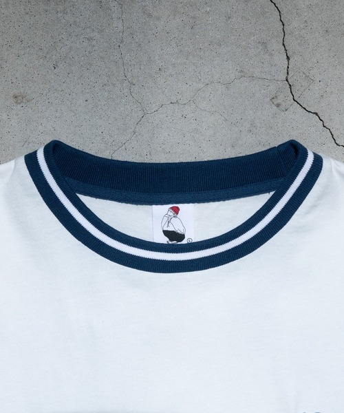 Red Cap Girl（レッドキャプガール）の「【a-r】〔Red Cap Girl/レッドキャップガール〕天竺 RCGラインリブ リンガーTシャツ（Tシャツ/カットソー・メンズ・サックスブルー/ホワイト/グリーン/ブルー/ホワイト系その他/アッシュグレー/ブラック/ブルー系1/ホワイト系1/ブラック系1/グレー系1・MEDIUM/LARGE/X-LARGE）」の12枚目の写真