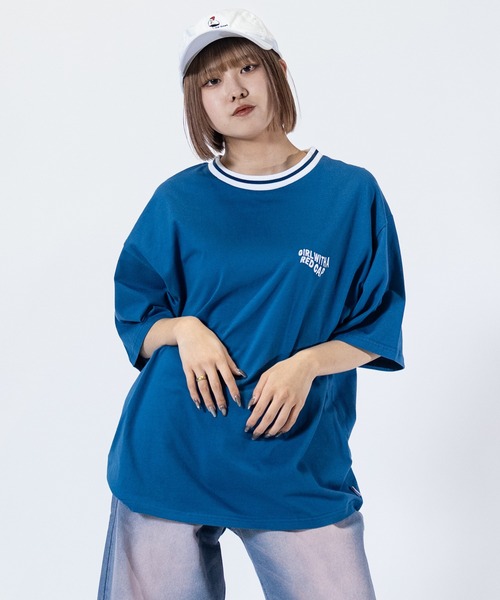 Red Cap Girl（レッドキャプガール）の「【a-r】〔Red Cap Girl/レッドキャップガール〕天竺 RCGラインリブ リンガーTシャツ（Tシャツ/カットソー・メンズ・サックスブルー/ホワイト/グリーン/ブルー/ホワイト系その他/アッシュグレー/ブラック/ブルー系1/ホワイト系1/ブラック系1/グレー系1・MEDIUM/LARGE/X-LARGE）」の18枚目の写真