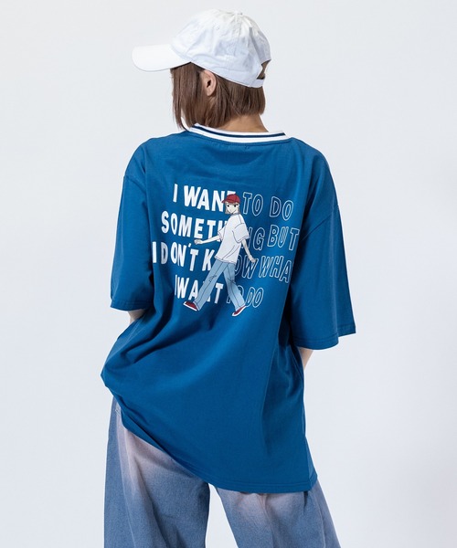Red Cap Girl（レッドキャプガール）の「【a-r】〔Red Cap Girl/レッドキャップガール〕天竺 RCGラインリブ リンガーTシャツ（Tシャツ/カットソー・メンズ・サックスブルー/ホワイト/グリーン/ブルー/ホワイト系その他/アッシュグレー/ブラック/ブルー系1/ホワイト系1/ブラック系1/グレー系1・MEDIUM/LARGE/X-LARGE）」の20枚目の写真