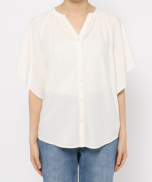 GLOBAL WORK（グローバルワーク）の「サラサラリラックスブラウス半袖/265474（シャツ/ブラウス・レディース・ライトブルー/アイボリー/ダークブルー/ホワイト系その他2/グリーン系その他3/オレンジ系その他2/ブルー系その他6・SMALL/MEDIUM/LARGE）」の17枚目の写真