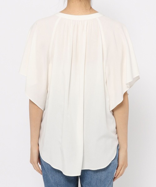 GLOBAL WORK（グローバルワーク）の「サラサラリラックスブラウス半袖/265474（シャツ/ブラウス・レディース・ライトブルー/アイボリー/ダークブルー/ホワイト系その他2/グリーン系その他3/オレンジ系その他2/ブルー系その他6・SMALL/MEDIUM/LARGE）」の19枚目の写真