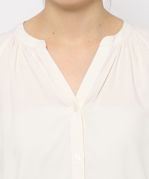 GLOBAL WORK（グローバルワーク）の「サラサラリラックスブラウス半袖/265474（シャツ/ブラウス・レディース・ライトブルー/アイボリー/ダークブルー/ホワイト系その他2/グリーン系その他3/オレンジ系その他2/ブルー系その他6・SMALL/MEDIUM/LARGE）」の20枚目の写真