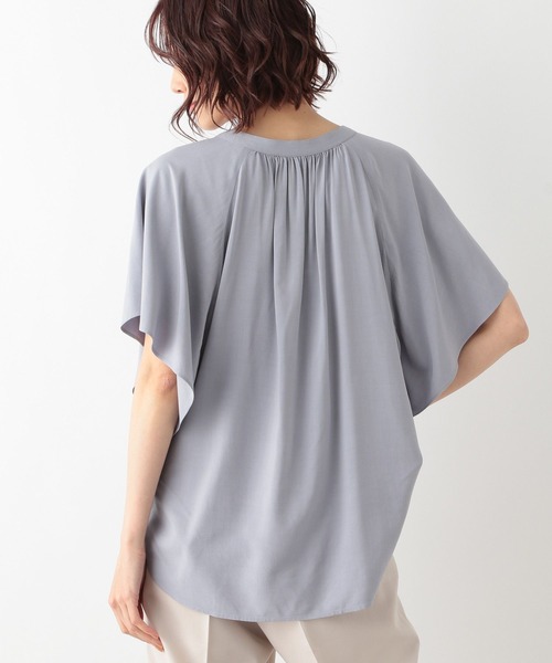 GLOBAL WORK（グローバルワーク）の「サラサラリラックスブラウス半袖/265474（シャツ/ブラウス・レディース・ライトブルー/アイボリー/ダークブルー/ホワイト系その他2/グリーン系その他3/オレンジ系その他2/ブルー系その他6・SMALL/MEDIUM/LARGE）」の15枚目の写真