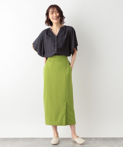 GLOBAL WORK（グローバルワーク）の「サラサラリラックスブラウス半袖/265474（シャツ/ブラウス・レディース・ライトブルー/アイボリー/ダークブルー/ホワイト系その他2/グリーン系その他3/オレンジ系その他2/ブルー系その他6・SMALL/MEDIUM/LARGE）」の16枚目の写真