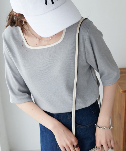 DISCOAT（ディスコート）の「【前後2WAY】粗杢リブプルオーバー（Tシャツ/カットソー・レディース・ブラック/グレー/ベージュ/パープル・FREE）」の2枚目の写真