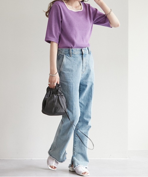 DISCOAT（ディスコート）の「【前後2WAY】粗杢リブプルオーバー（Tシャツ/カットソー・レディース・ブラック/グレー/ベージュ/パープル・FREE）」の16枚目の写真