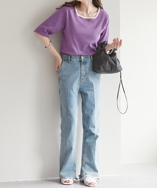 DISCOAT（ディスコート）の「【前後2WAY】粗杢リブプルオーバー（Tシャツ/カットソー・レディース・ブラック/グレー/ベージュ/パープル・FREE）」の15枚目の写真