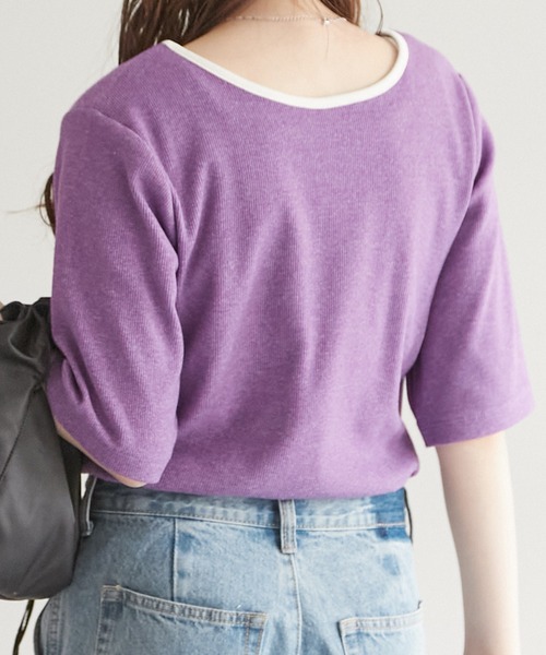 DISCOAT（ディスコート）の「【前後2WAY】粗杢リブプルオーバー（Tシャツ/カットソー・レディース・ブラック/グレー/ベージュ/パープル・FREE）」の21枚目の写真