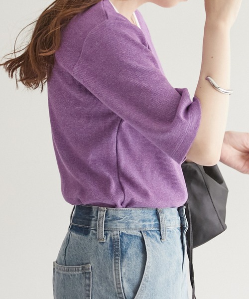 DISCOAT（ディスコート）の「【前後2WAY】粗杢リブプルオーバー（Tシャツ/カットソー・レディース・ブラック/グレー/ベージュ/パープル・FREE）」の20枚目の写真