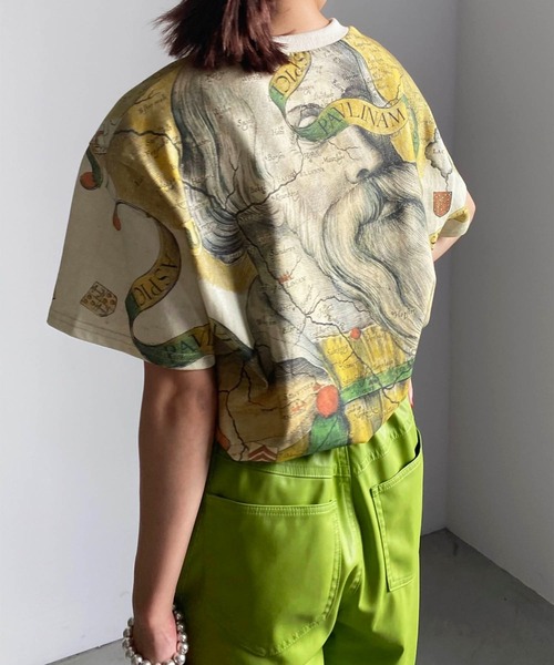 Ameri（アメリ）の「VINTAGE MAP TEE（Tシャツ/カットソー・レディース・マルチ・FREE）」の4枚目の写真