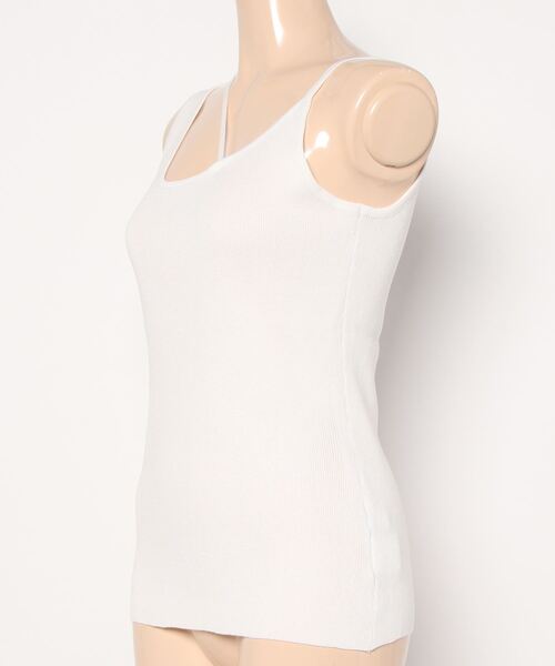 Cheek（チーク）の「アシメストラップニットキャミソール（キャミソール・レディース・ブラック/ベージュ/オフホワイト/イエロー・MEDIUM）」の5枚目の写真