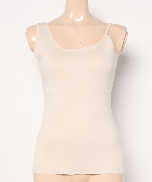 Cheek（チーク）の「アシメストラップニットキャミソール（キャミソール・レディース・ブラック/ベージュ/オフホワイト/イエロー・MEDIUM）」の10枚目の写真