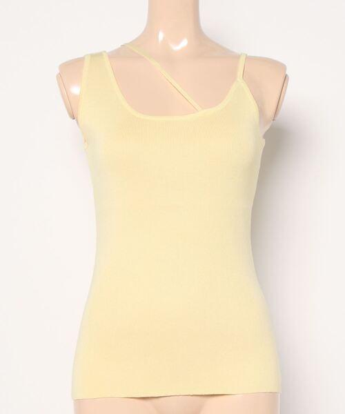 Cheek（チーク）の「アシメストラップニットキャミソール（キャミソール・レディース・ブラック/ベージュ/オフホワイト/イエロー・MEDIUM）」の11枚目の写真