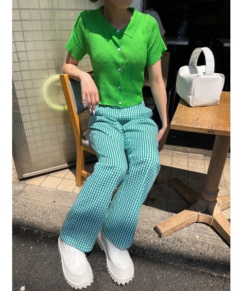 WC(ダブル シー)の「カラー半袖ポロ(Tシャツ/カットソー・レディース・ホワイト/ライトパープル/ブラック/グリーン/ピンク・FREE)」の3枚目の写真