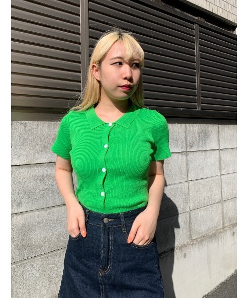 WC(ダブル シー)の「カラー半袖ポロ(Tシャツ/カットソー・レディース・ホワイト/ライトパープル/ブラック/グリーン/ピンク・FREE)」の9枚目の写真