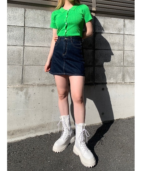 WC(ダブル シー)の「カラー半袖ポロ(Tシャツ/カットソー・レディース・ホワイト/ライトパープル/ブラック/グリーン/ピンク・FREE)」の10枚目の写真