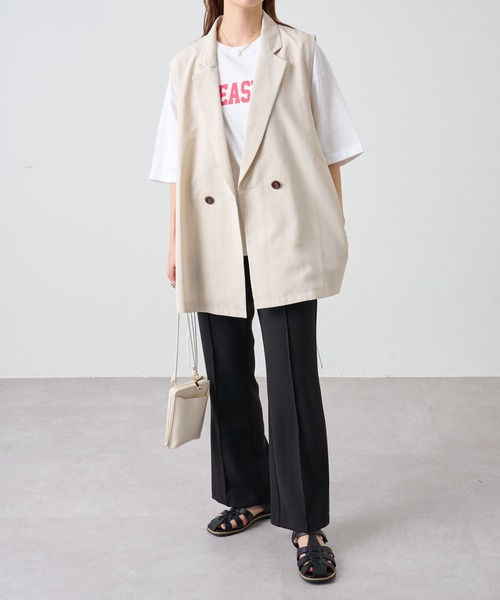 COLONY 2139（コロニートゥーワンスリーナイン）の「新色追加 / リネンライクサイドオープンテーラードベスト / オープンサイドジレ（ベスト・レディース・ブラック/アイボリー/オレンジ・FREE）」の20枚目の写真