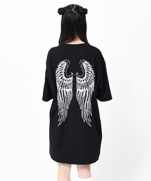 TRAVAS TOKYO（トラバス トウキョウ）の「『TRAVAS TOKYO/トラバス トーキョー』Blindfold BIG Tee/天使プリント 半袖Tシャツ（Tシャツ/カットソー・レディース・ホワイト/ブラック/サックスブルー・FREE）」の6枚目の写真