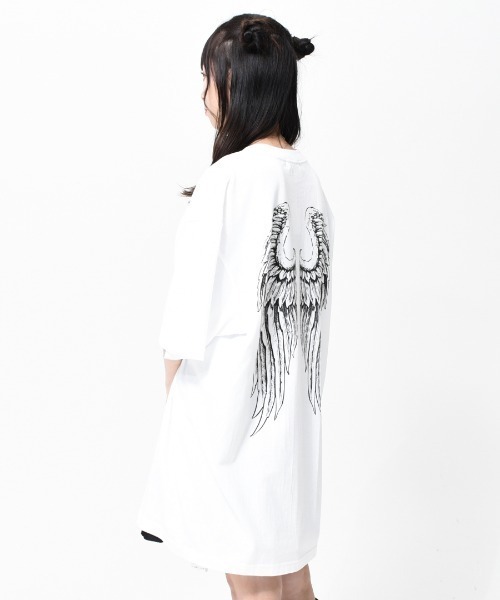 TRAVAS TOKYO（トラバス トウキョウ）の「『TRAVAS TOKYO/トラバス トーキョー』Blindfold BIG Tee/天使プリント 半袖Tシャツ（Tシャツ/カットソー・レディース・ホワイト/ブラック/サックスブルー・FREE）」の8枚目の写真