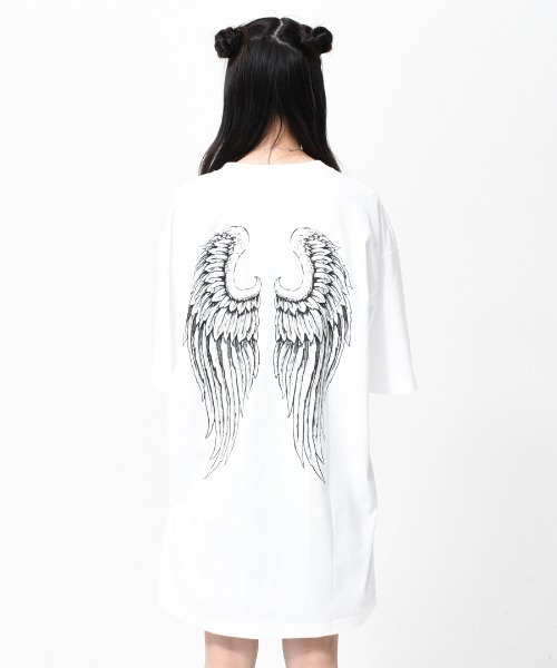 TRAVAS TOKYO（トラバス トウキョウ）の「『TRAVAS TOKYO/トラバス トーキョー』Blindfold BIG Tee/天使プリント 半袖Tシャツ（Tシャツ/カットソー・レディース・ホワイト/ブラック/サックスブルー・FREE）」の9枚目の写真