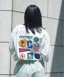 【UNIIT/ユニット】高密度ポリツイル 刺繍シャツ ワッペンシャツ バック刺繍 オープンカラー 開襟