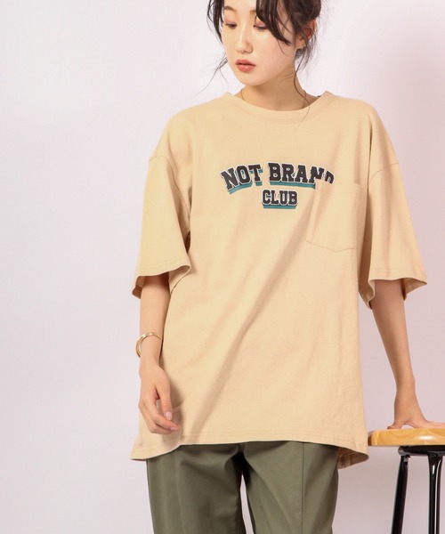 FUNALIVE(ファンアライブ)の「Sunsweet NOT BRANDロゴ半袖Tシャツ(Tシャツ/カットソー・メンズ・ネイビー/ベージュ・M/L)」の6枚目の写真