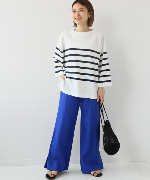 JOURNAL STANDARD relume（ジャーナルスタンダード　レリューム）の「ヘンプボーダープルオーバー（ニット/セーター・レディース・ネイビー/ボルドー・FREE）」の6枚目の写真