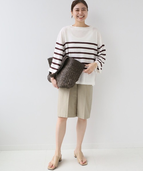 JOURNAL STANDARD relume（ジャーナルスタンダード　レリューム）の「ヘンプボーダープルオーバー（ニット/セーター・レディース・ネイビー/ボルドー・FREE）」の3枚目の写真