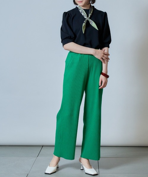 SETUP7（セットアップセブン）の「【SETUP7】ランタンスリーブTシャツ 5分袖 SCCH140 ※（Tシャツ/カットソー・レディース・ブラック/ピンク/ブルー/グリーン・FREE）」の7枚目の写真