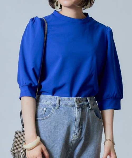 SETUP7（セットアップセブン）の「【SETUP7】ランタンスリーブTシャツ 5分袖 SCCH140 ※（Tシャツ/カットソー・レディース・ブラック/ピンク/ブルー/グリーン・FREE）」の16枚目の写真