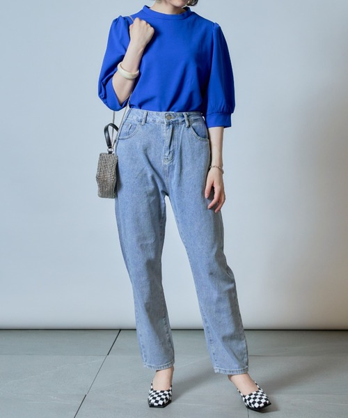 SETUP7（セットアップセブン）の「【SETUP7】ランタンスリーブTシャツ 5分袖 SCCH140 ※（Tシャツ/カットソー・レディース・ブラック/ピンク/ブルー/グリーン・FREE）」の14枚目の写真