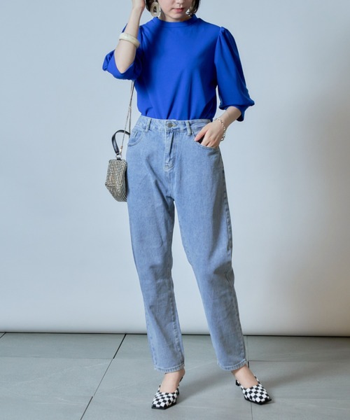 SETUP7（セットアップセブン）の「【SETUP7】ランタンスリーブTシャツ 5分袖 SCCH140 ※（Tシャツ/カットソー・レディース・ブラック/ピンク/ブルー/グリーン・FREE）」の15枚目の写真