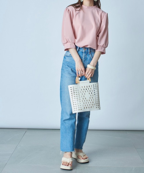 SETUP7（セットアップセブン）の「【SETUP7】ランタンスリーブTシャツ 5分袖 SCCH140 ※（Tシャツ/カットソー・レディース・ブラック/ピンク/ブルー/グリーン・FREE）」の17枚目の写真